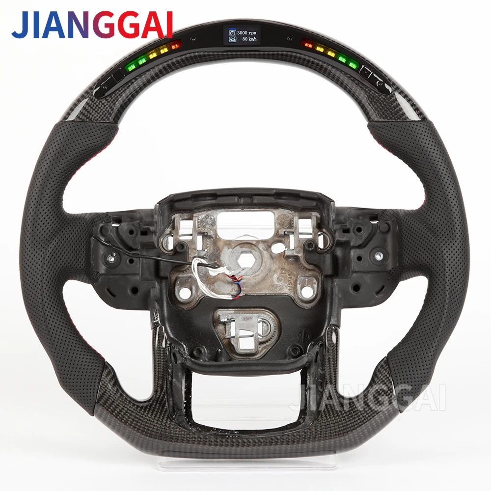 

100% Real Car Steering Wheel Carbon Fiber Led Perforated Leather Suitable For Land Rover 2020-2021