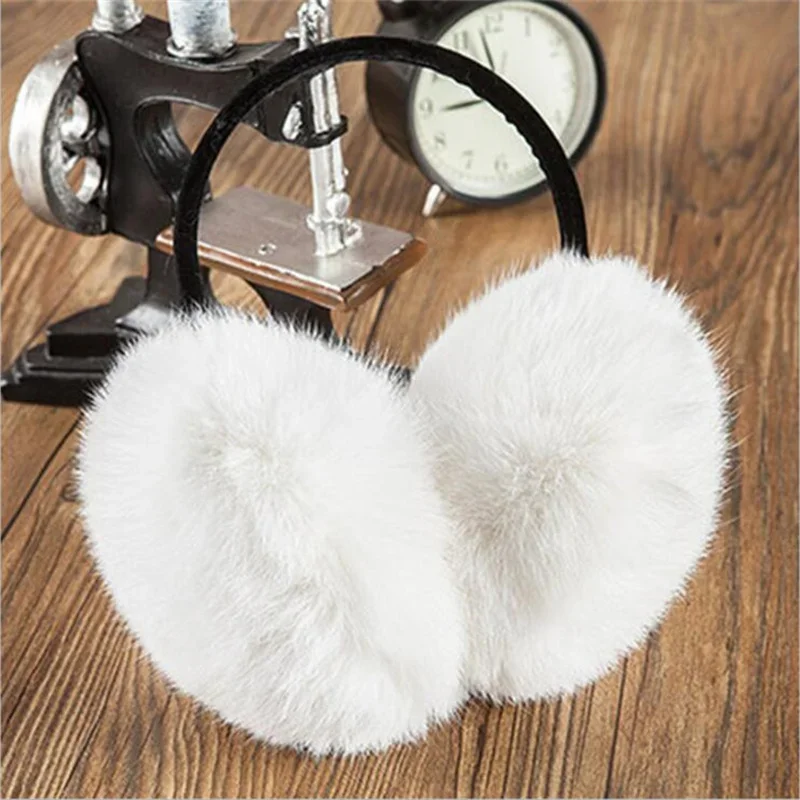 Russian Winter 100% Natural Rex Rabbit Fur Earmuff Men Women Warm Fashion Earflap Plush Fluffy Ear Warm Muffs