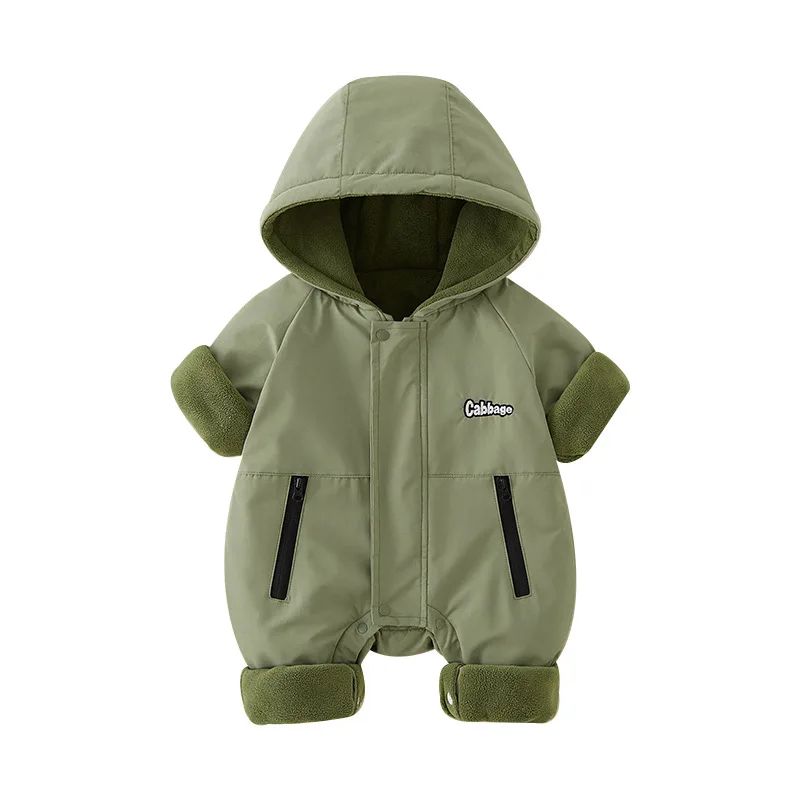 UNITIM الوليد الصبي السروال القصير مقنعين رسالة مطبوعة سميكة الدافئة طفل رضيع حللا جديد الشتاء الاطفال الرضع فتاة داخلية أبلى