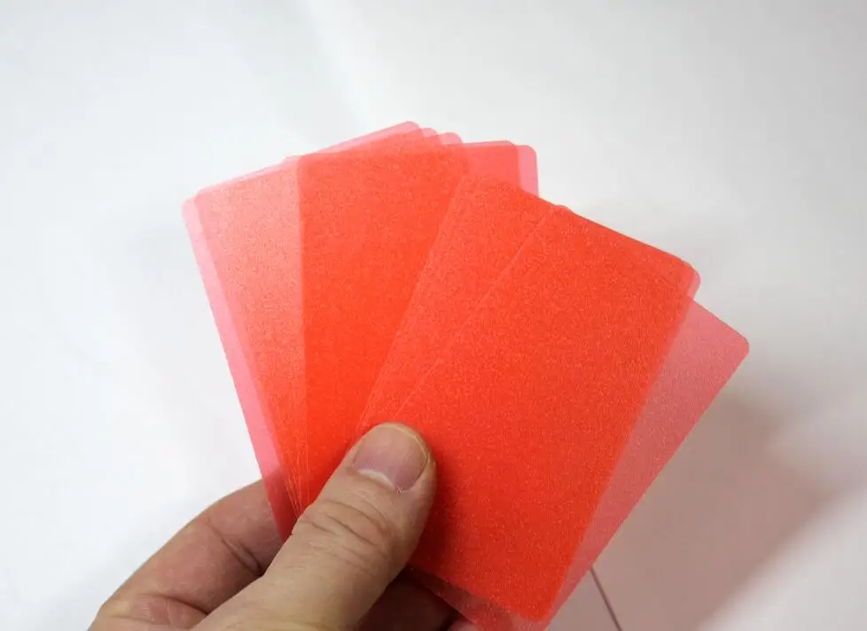 Red Color Translucent Matte PVC Acetate Business Cards Thickness 0.3mm - not suitable for ID printers