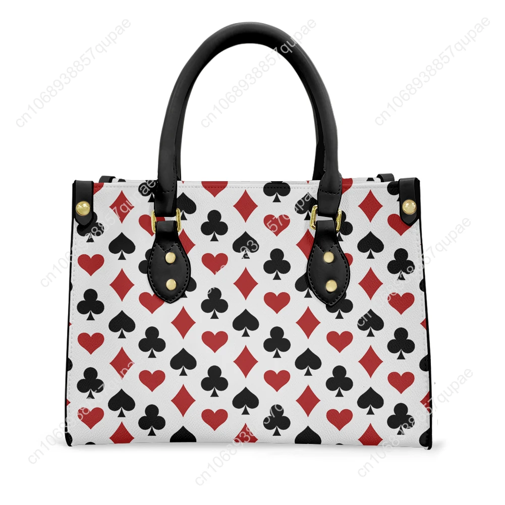 Playing Card Poker 3D Printed Pattern Tote Bag Purse Womens Mens Text Image PU Leather Handbag Business Shopping Gift Bags