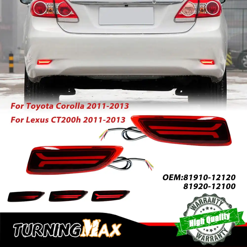 Rear Bumper Reflector LED Lights For 2011-2013 Toyota Corolla Lexus CT200h Tail Brake/Rear Fog Lamp,Sequential Turn Signal Light