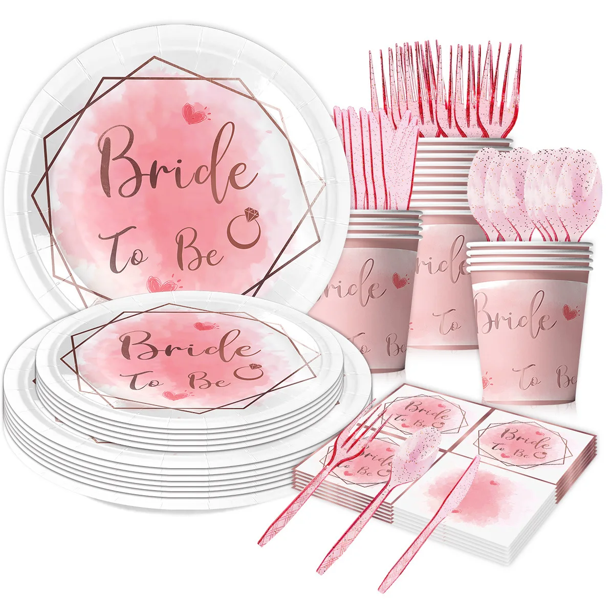 Bride to Be Disposable Tableware Set Plate Cup Napkins Decor Bachelorette Party Hen Night Bridal Shower Decorations Supplies