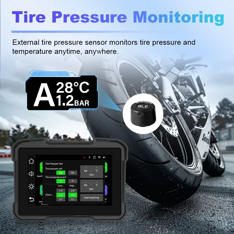 5 inch Motorcycle Navigation Wireless CarPlay Android Auto IPX7 Waterproof Display Dual Bluetooth Moto Monitor Support TPMS