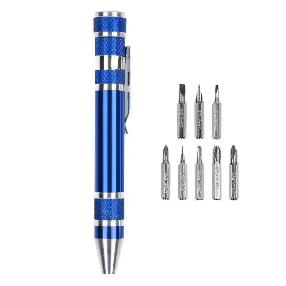 Juego de destornilladores de precisión de aleación de aluminio portátil, herramientas manuales de reparación de teléfonos, ordenador, mesa, 8 en 1