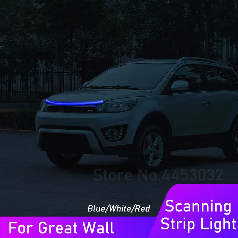 DRL LED Strip Car Hood Light For Great Wall Hover M4 Tank 300 500 Wingle 3 5 7 Scanning Effect Daytime Running Lamp Accessories