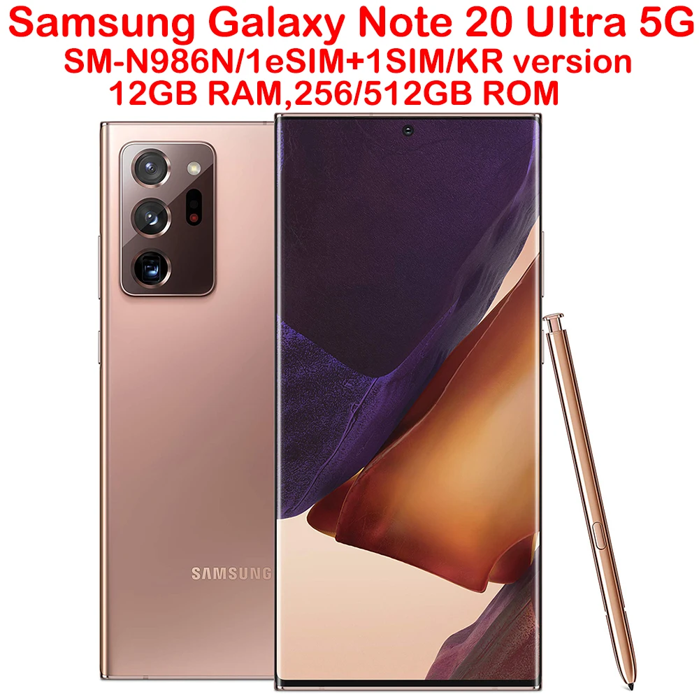 Samsung Galaxy Note 20 Ultra 5G N986N Smart Android Phone 6.9-inch 12GB 256GB NFC 108MP Samsung Phone Korean Version Unlocked