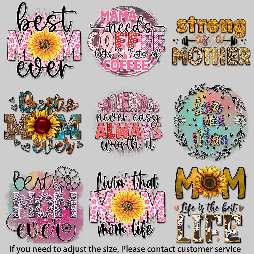Mother theme design Leopard pattern Floral decor art Iron-on Transfers for Clothing Quick - drying Heat Transfer DIY Gift
