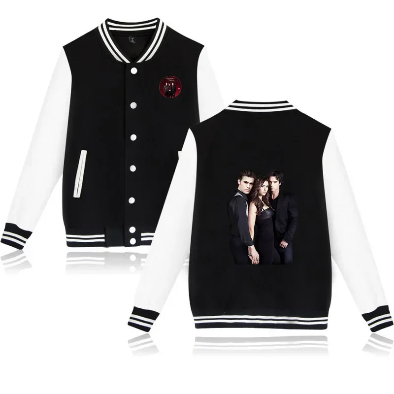 The Vampire Diaries Varsity Baseball Bomber Jacket Men Women Hip Hop Harajuku Jackets Boys Girls Single Breasted Loose Coats