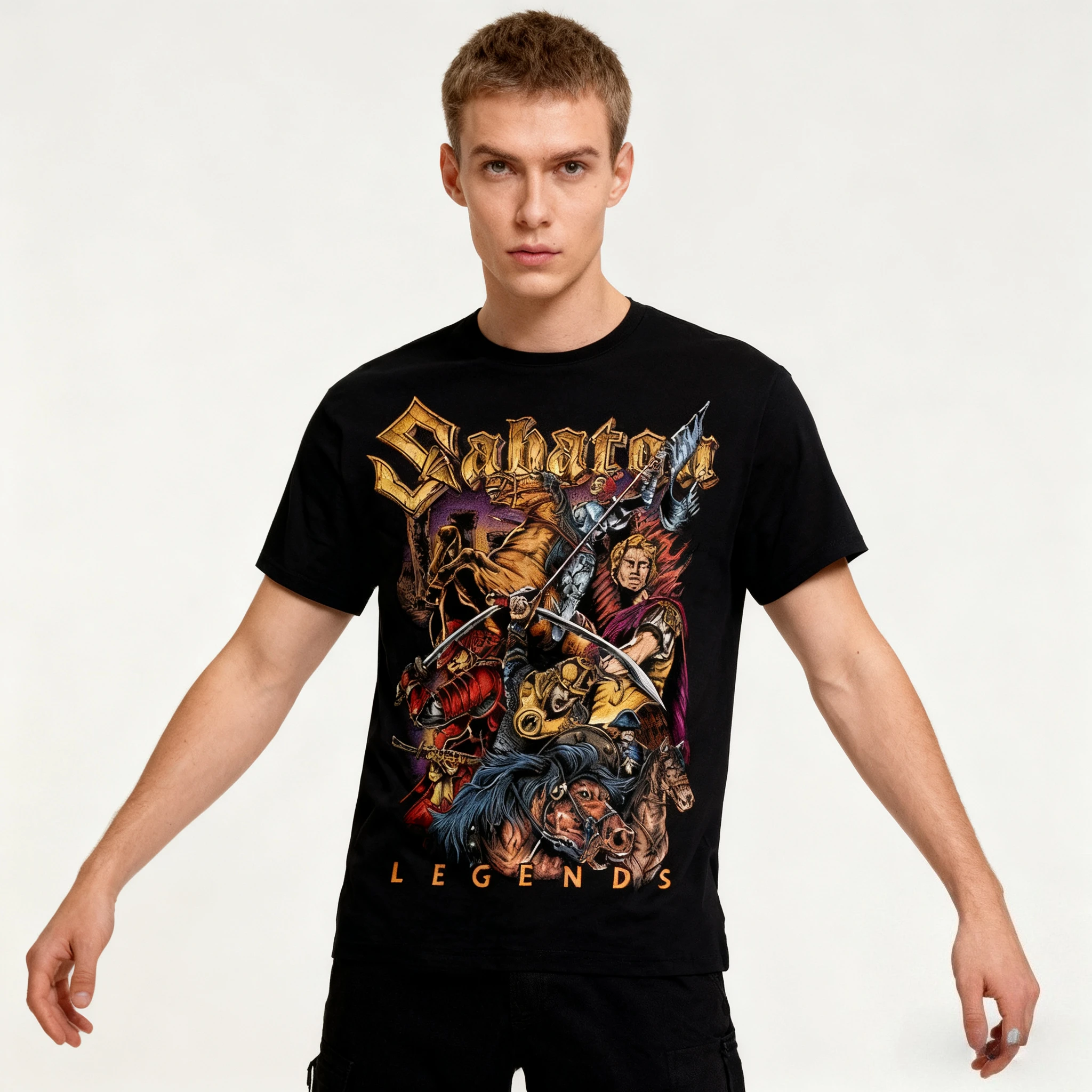 

Футболка Heavy Metal Band Sabaton Fans, женская и мужская футболка большого размера Y2k с коротким рукавом, высокое качество, уличная горячая модная женская мужская одежда