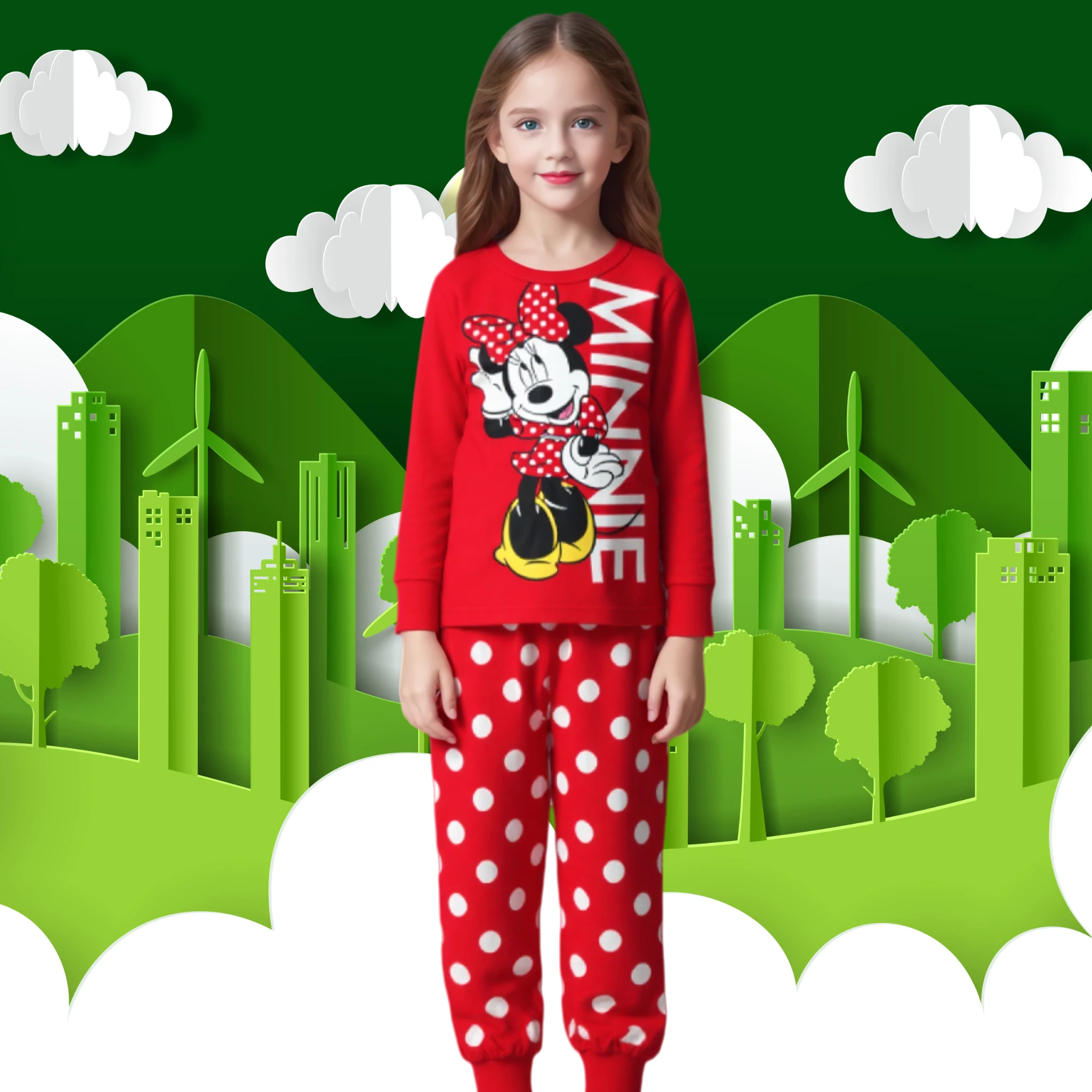 New spring Autumn Children's Clothing Sets Girl Sleepwear Minnie Mouse Clothes Kids Pajamas Set Baby Girls Pyjamas