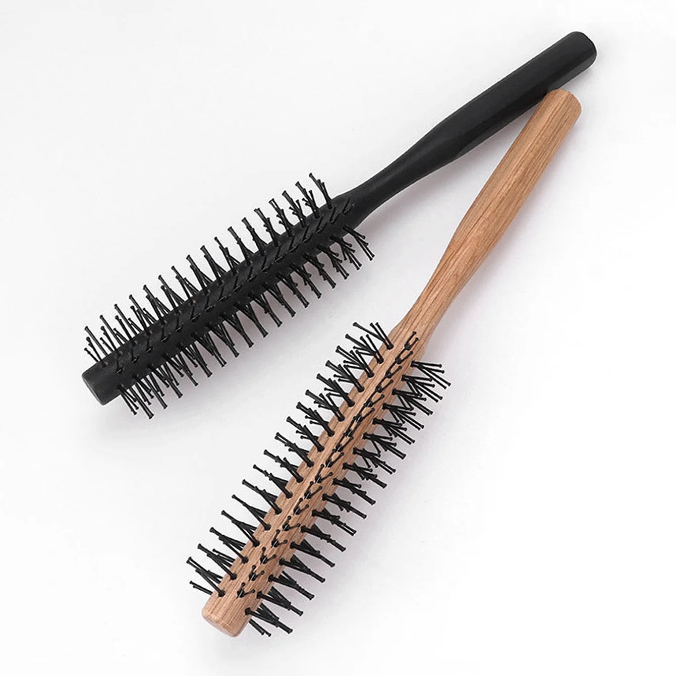 Professional Wooden Handle Curling Comb, Round Comb Anti slip Handle, Creating Diverse Shapes, special for real hair wigs