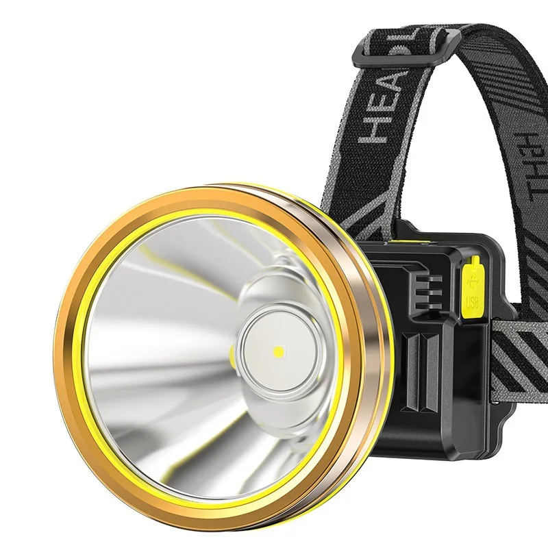 Smile Shark Focusing Light Long Distance Bright Headlamp Wave Sensor Power Display Long Battery Life Night USB Rechargeable