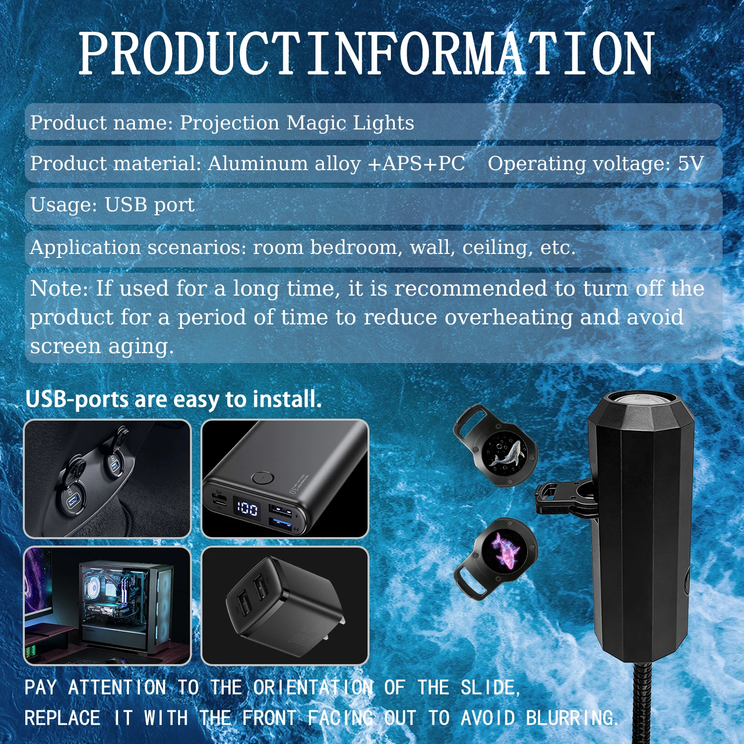 Lampu Proyektor USB Ocean, 8 L - Electronic Gadgets For Home ulasan dan harga