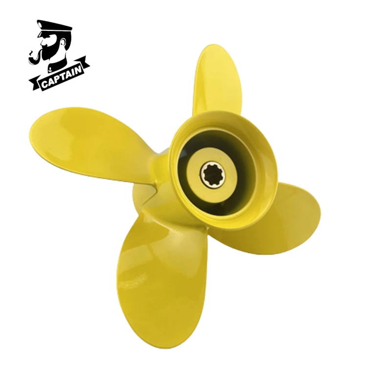 Captain Marine Boat Propeller 9 1/4X10 Fit Yamaha Honda Outboard Engine 8HP 9.9HP 15HP 20HP Aluminum Propeller 8 Spline 4 Blades