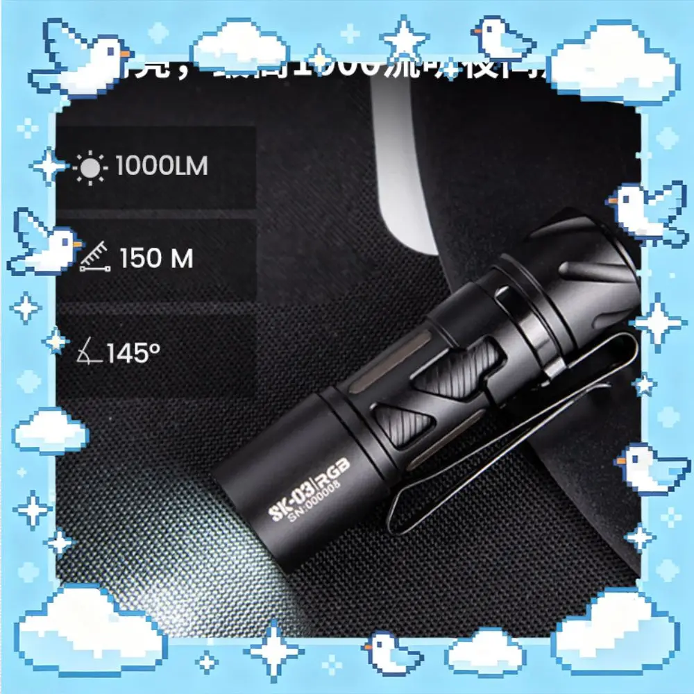 LOOP GEAR SK03 RGB Multi 1000LM EDC Flashlight AA/USB-C Compact Ultra Bright Long Range Outdoor Charging Durable Flashlight