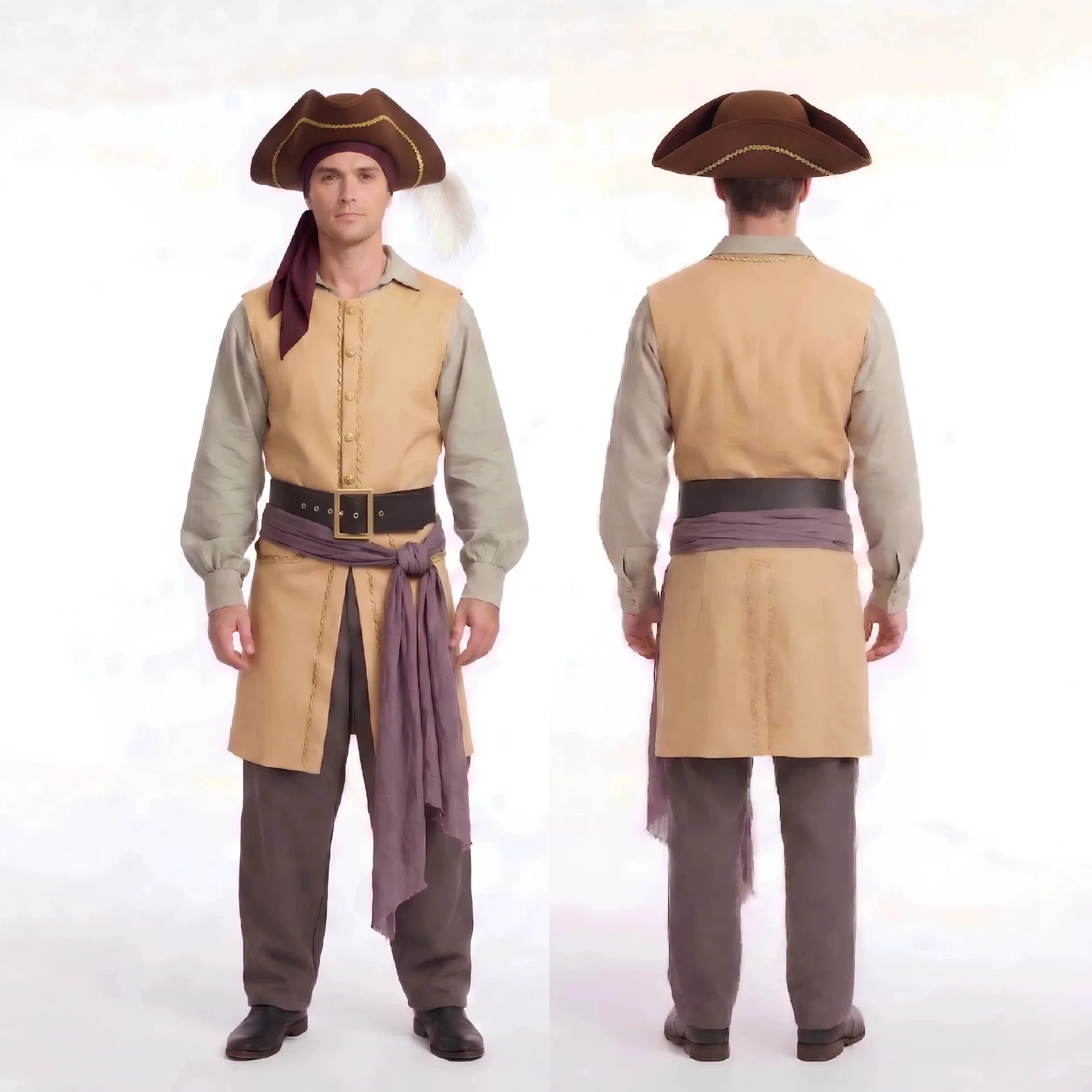 Movie Backrooms Captain Clark Pirate Cosplay Costume Men Fancy Waistcoat Hat Shirt Waist Sash Belt Full Set Women Pirate Dress view 2
