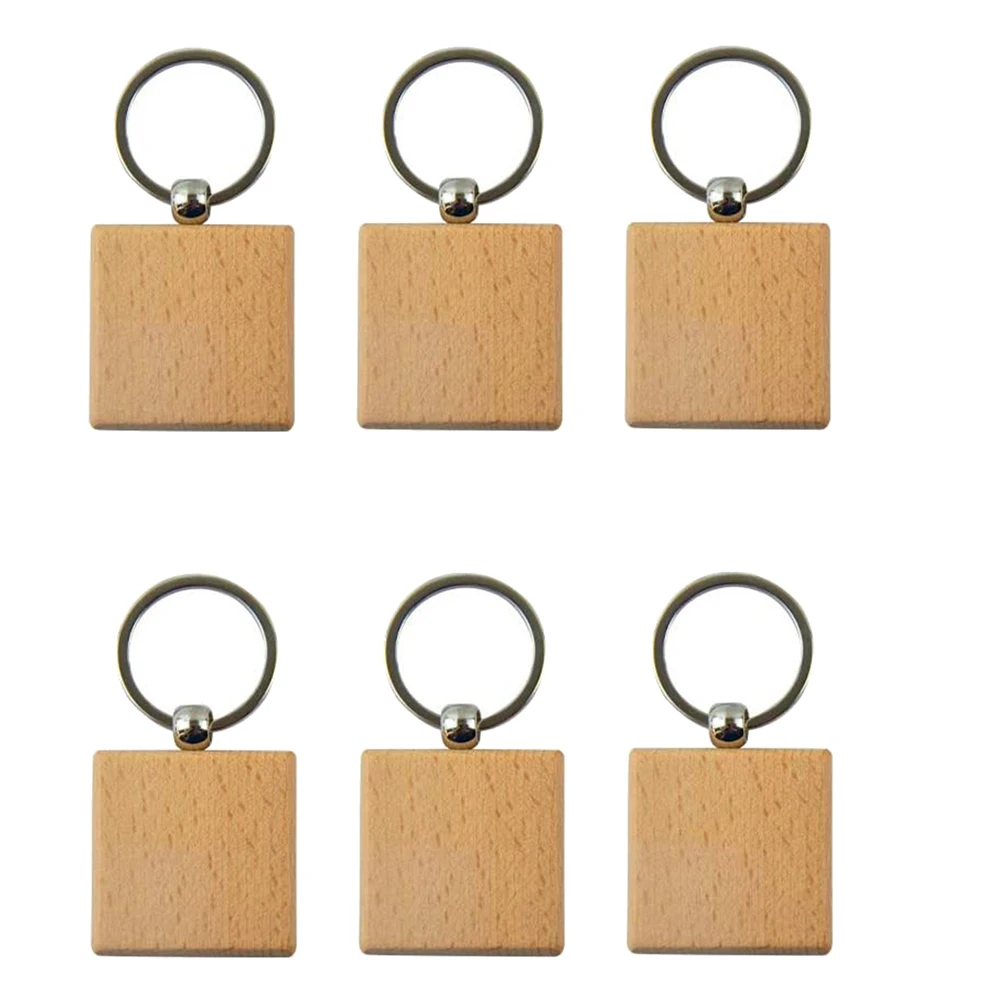 Blank Wooden Keychain Wooden Keychain Keyring Keychain Personalized EDC or Best Gift Craft (Square, 20 Pack)