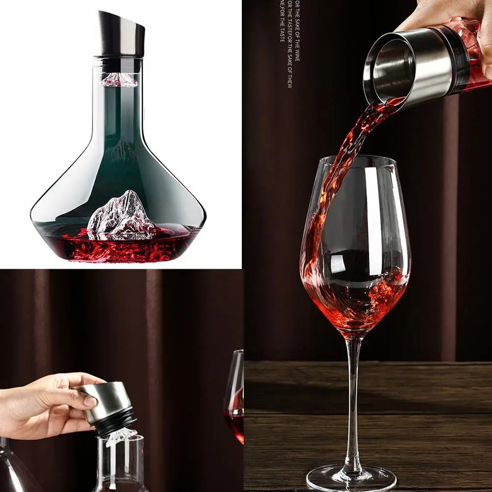 Wine Decanter 1.5l Decanter Wine Transparent Lead-free Decanters Wine Design Iceberg Glass Crystal Barware Accesso I0t7