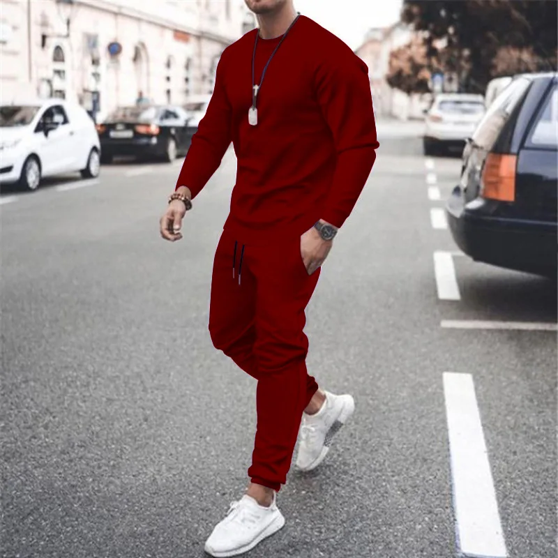 2025 New Men Two Pieces Sets Running Sweatshirt+Sweatpants  Suit Autumn Winter Warm Tracksuit Sets Men's Jogger Sports Suit image 2