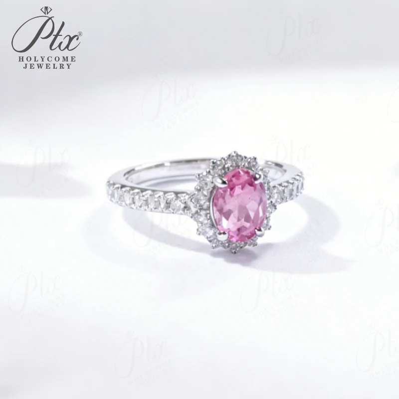 

Gemstones Ring Simple Oval Shape Lab Grown Ruby Sapphire Columbia Padparadscha 925 Silver Anniversary Gifts Jewelry for Woman