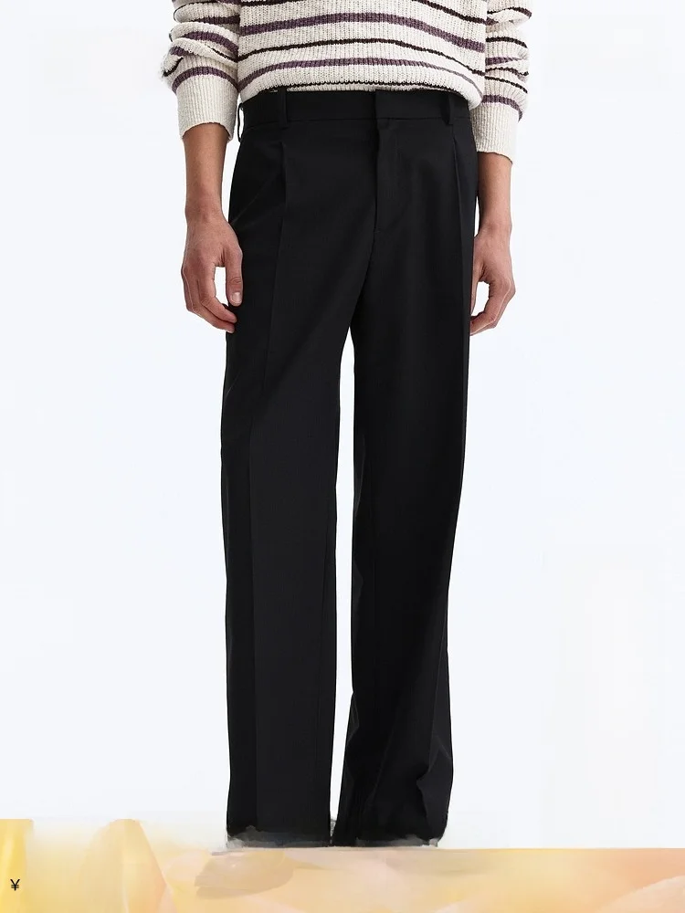 

H&M Men's Loose Fit Commuter Fashionable Trousers 2026 Spring Long Pants Polyester 69% Viscose 29% Spandex 2%