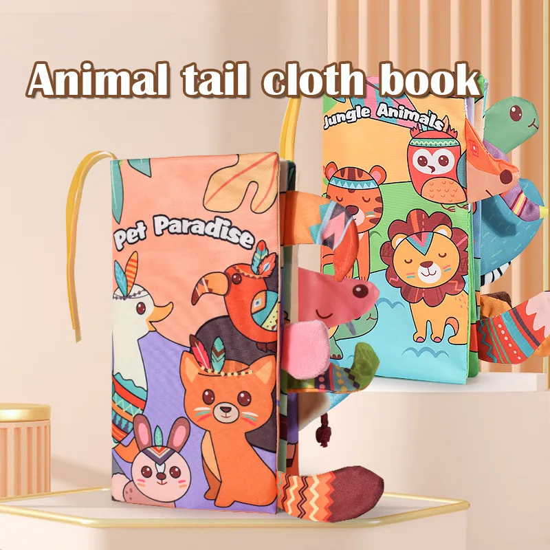

3D Tails Fabric Book Tear Resistant Material Crinkle Paper Design Early Learning Enlightenment Sensory Cognition Safe Plaything