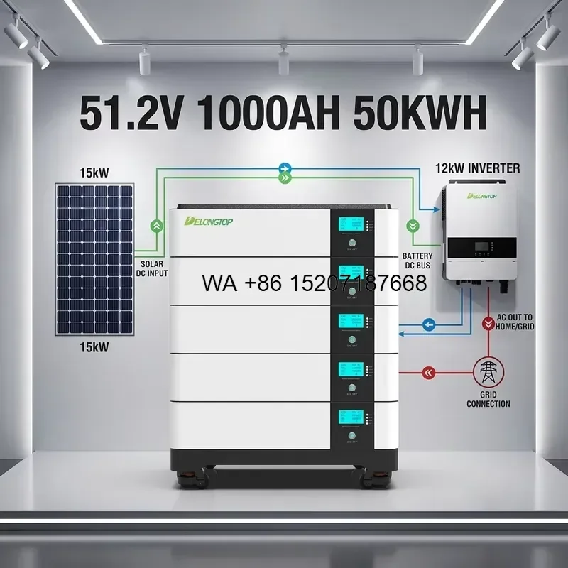 Wmwmnu EU Stock 51.2V 200Ah LiFePO4 Lithium Ion Battery for Home Energy Storage 10kwh 20kwh 30kwh 50kwh Solar Power System