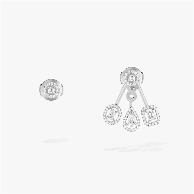 Classic Official Website My Twin Trio Geometrically Asymmetric Earrings Messica Luxury Jewelry S925 Pure Silver Diamond Earrings