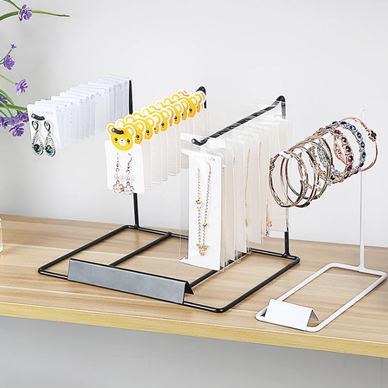 Iron Bracket Jewelry Display Rack Household Desktop Decoration Earrings Necklace Storage Headrope String Organizing Rack