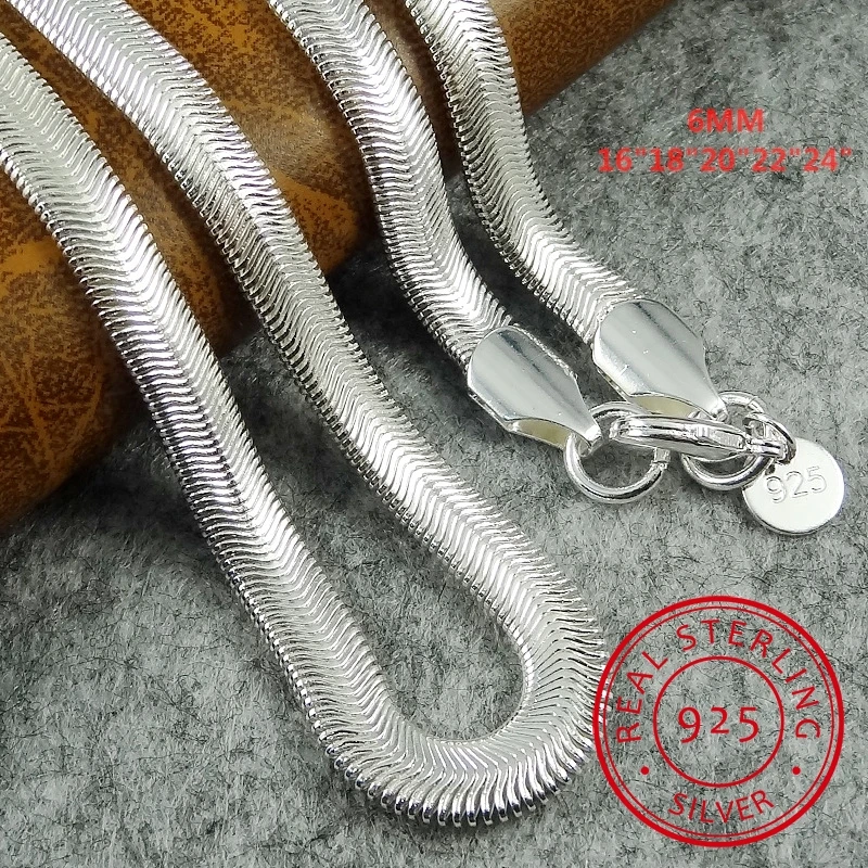 

1 Piece Free Shipping 16-24Inch Nice 925 Sterling Silver Smooth Snake Man Necklace Chain With Lobster Clasps Set Jewelry