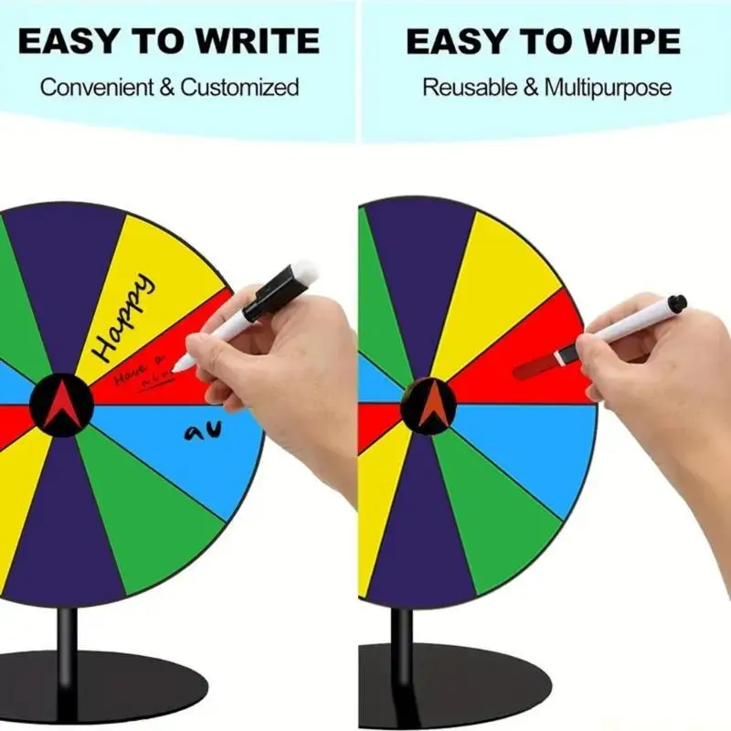 31BE Desktop Prize Turn Plate Erasable Fortune Wheel Lucky Draws Rotating Desktop Lottery Machine Turn Plate