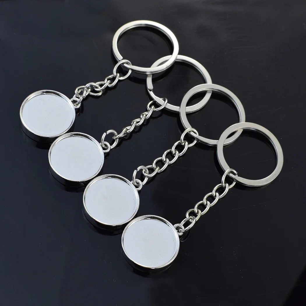 5PCS/lot Handmade Keychain Base Blank Keyring Double Side Pendant Diy Key Chain Fit 20mm Glass Cabochon Jewelry Supplier