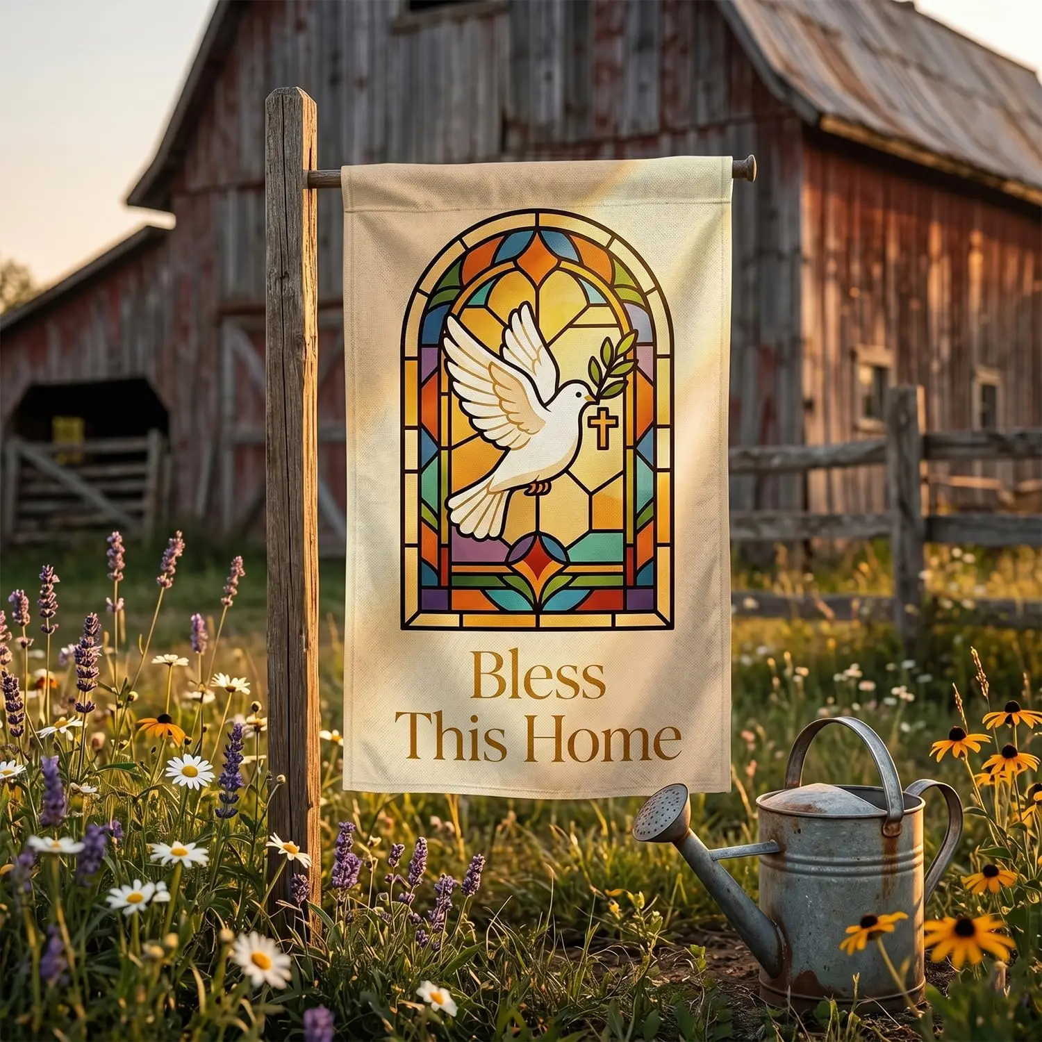 Christian Garden Flag 12x18 Inch Double Sided, Cross Bible Verse Scripture Linen Yard Flags, Faith Religious Indoor Outdoor  llp