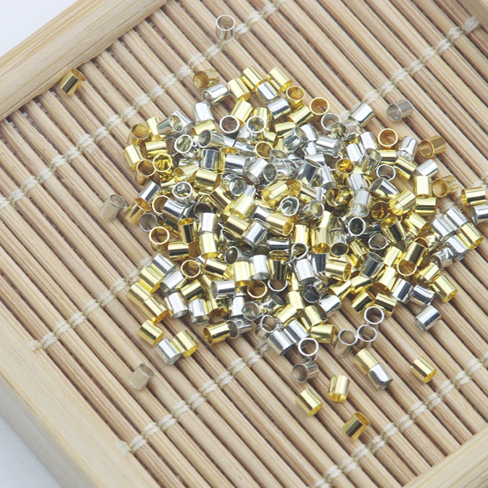100/200PCS 1.5/2MM Copper Beaded Positioning Tube DIY Jewelry Necklace Bracelet Making Accessories