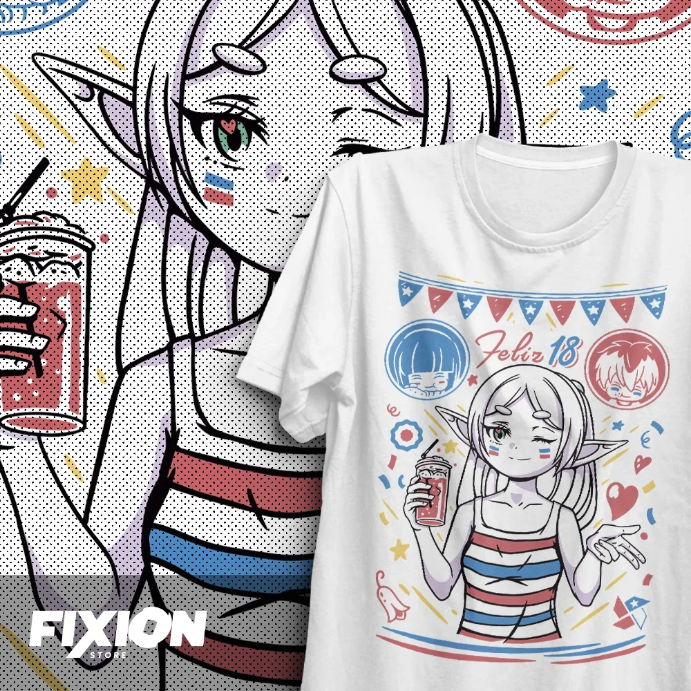 Frieren – Fiestas Chile Anime camiseta Manga regalo para amante de los anime todos los tamaños algodón
