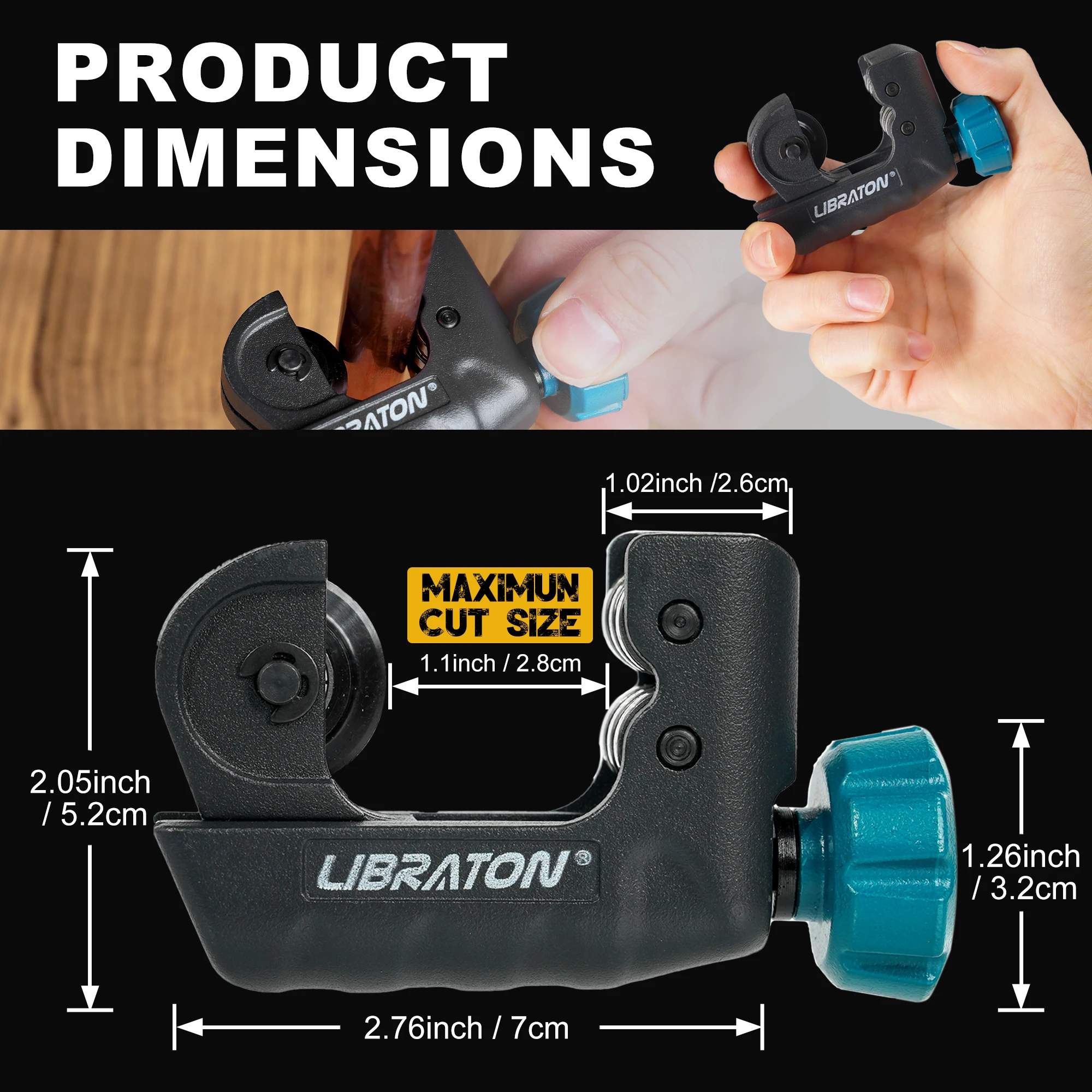 Libraton Mini Schläuche Cutter 4mm bis 28mm, Mini Rohr Cutter, kupfer Rohr Cutter mit Entgraten Werkzeug für Aluminium Rohr, Metall Rohr