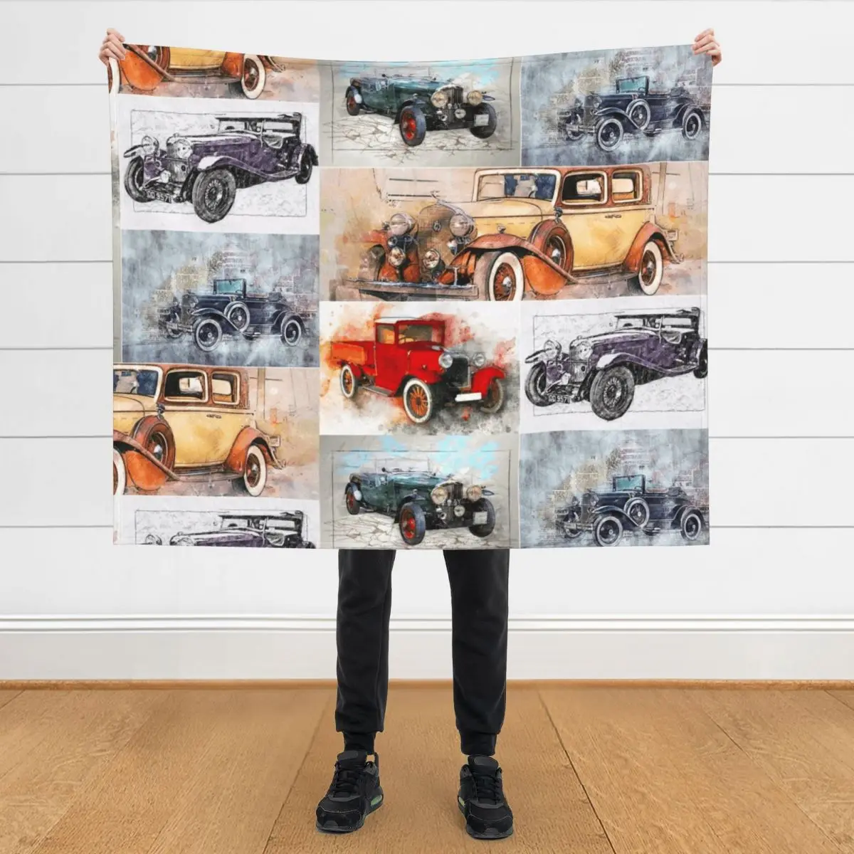 

Classic Vintage Cars Montage #4 Throw Blanket Loose Bed covers Hair Blankets