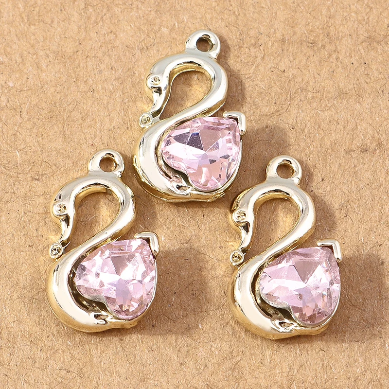 10 Stück 19*11mm Kristall Schwan Charms Anhänger für Schmuckherstellung Halskette Ohrringe DIY Armband Zubehör Zubehör – Detail 5