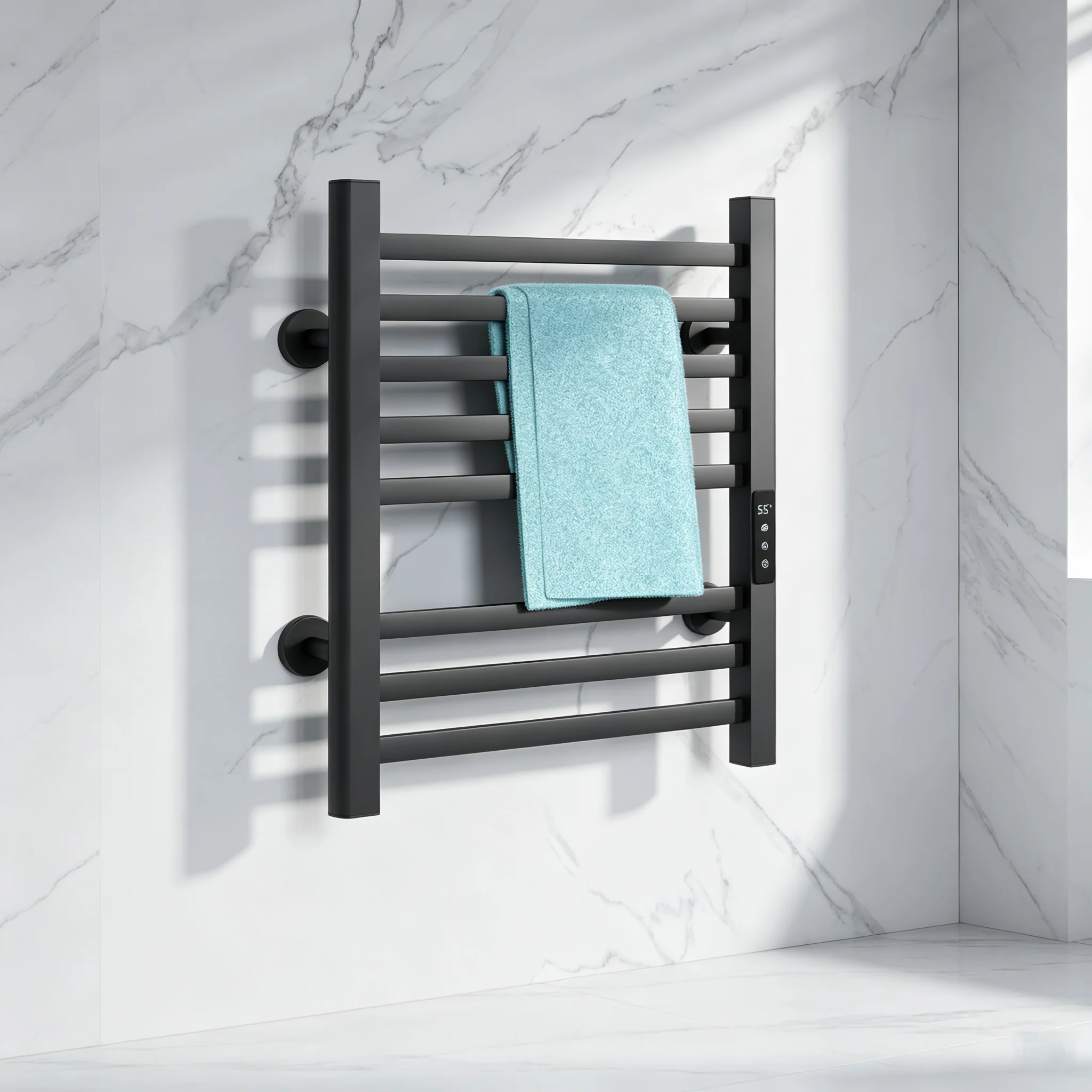 Waterproof Electric Heated Towel Warmer Rack Wall Mounted Aluminum Thermostat Towel Drying Rail For Indoor Bathroom Use
