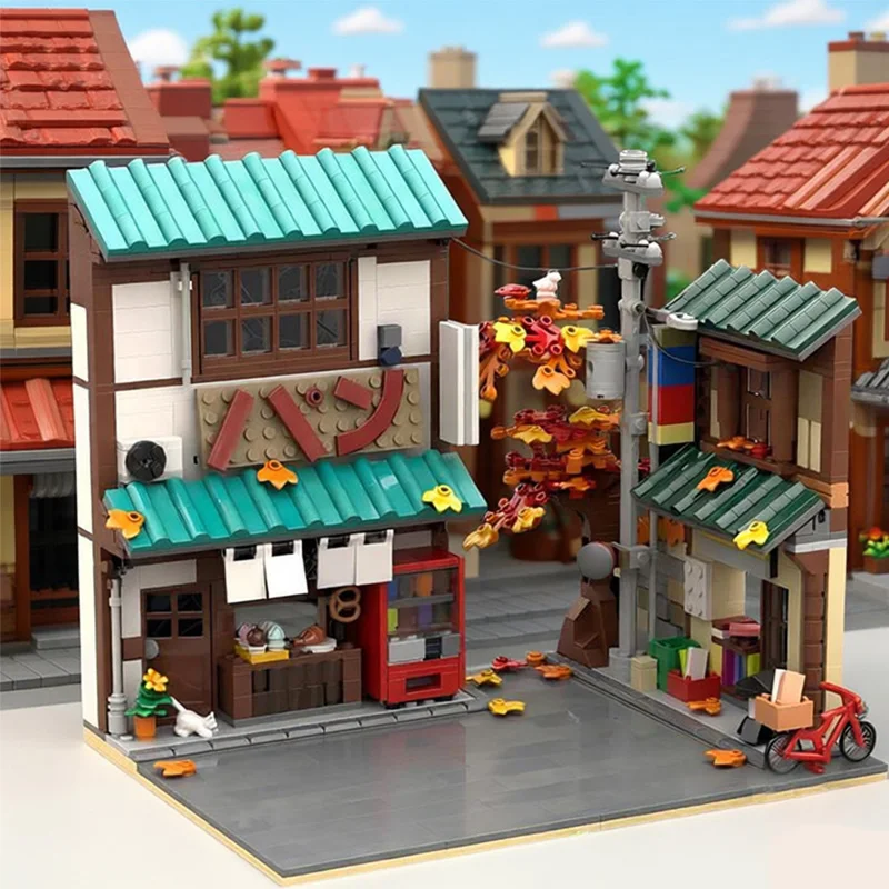 1056 PCS Urban Soft autumn streets MOC Customize Modular Building Block Technology Popular Design Simple DIY Toy Birthday Gift