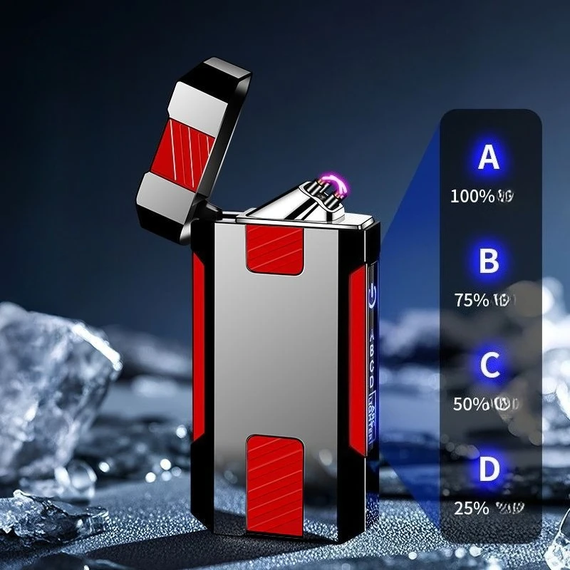 

New Metal Double Arc Pulse Lighter Windproof Type-C Charging Lighter Men's Cool Gift Customizable Pattern Lighters Smoking