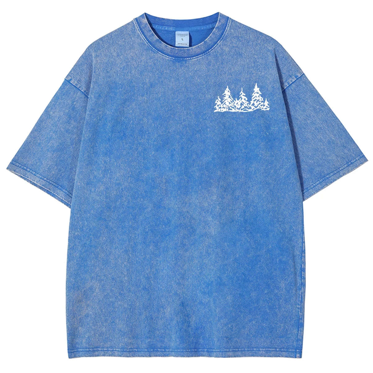 Vintage Outdoor Forest Mountain Graphic T‑Shirt for Men Retro Nature Wilderness Print Short Sleeve Tee Casual Washed Loose Tops
