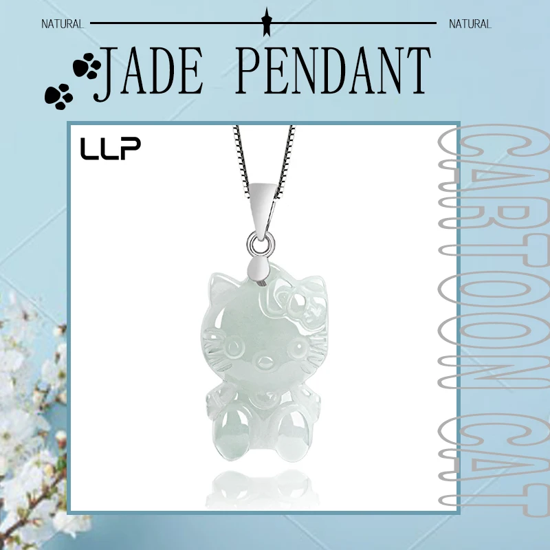 Natural A Cargo Myanmar Jade Cartoon Cat Pendant Official Website Fashion Jewelry Best-Selling Holiday Gift