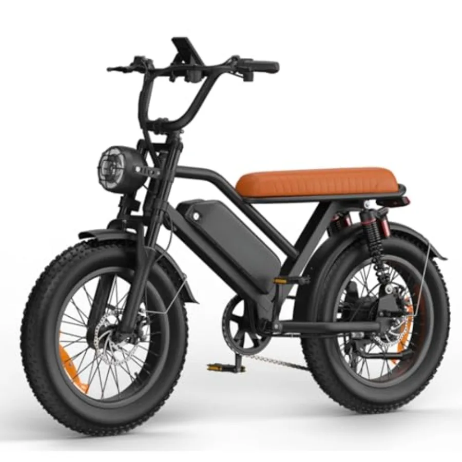 

Adult electric mountain bike with 1000W motor 28MPH speed 60-mile range 20-inch fat tires 48V 18.2Ah battery dual shock absorbe