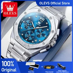OLEVS 3626 Watches For Men Original Wristwatch Stainless steel Multifunctional Chronograph Waterproof Luminous Quartz Reloj
