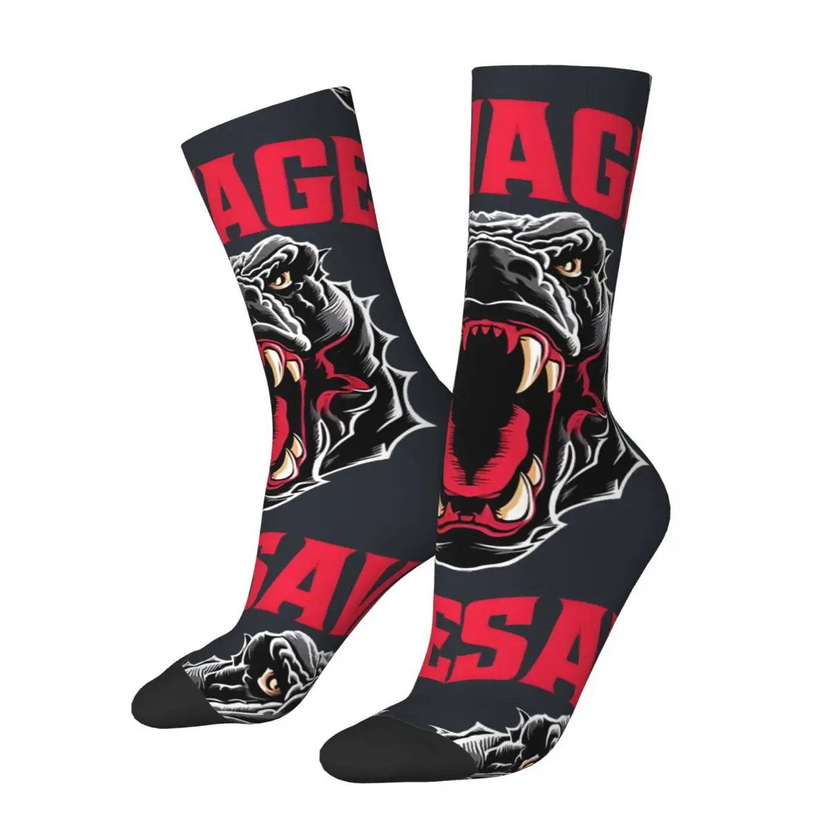 Crazy Komodo Dragon Savage Sock for Men Hip Hop Harajuku Primal Tales of Savagery Quality Pattern Printed Crew Sock Novelty Gift