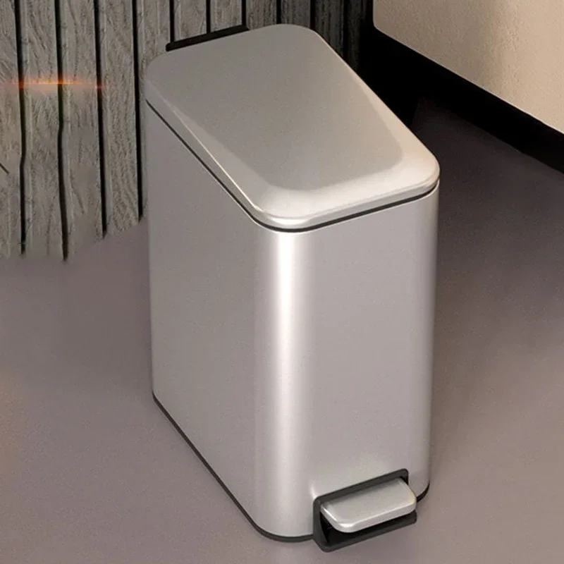 Pedal Trash Can with Lid, Stainless Steel Anti Odor Toilet Trash Can, Modern Kitchen and Luxury Household Items