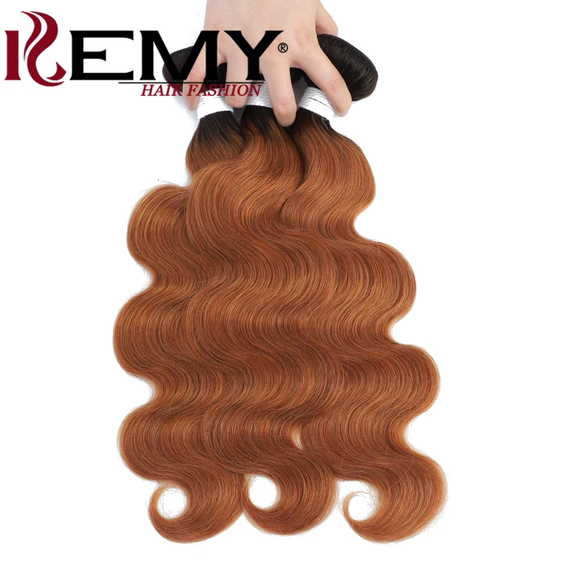 Fasci di capelli umani dell'onda del corpo 1B/30 fasci di tessuto di capelli umani colorati marrone Ombre per le donne capelli Remy brasiliani 3/4 offerte di Bundle