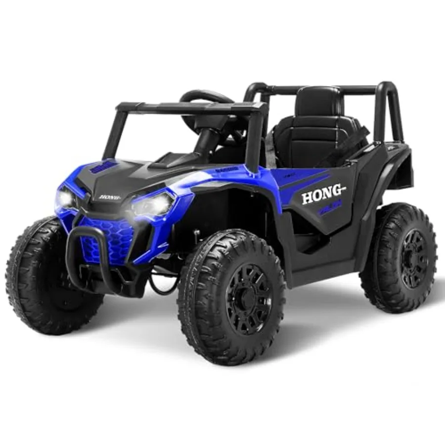 

12V Electric Car Ride on Car Truck with Remote Control LED Lights 3 Speed Adjustable Music Safety Belt Soft Start Horn Ride on